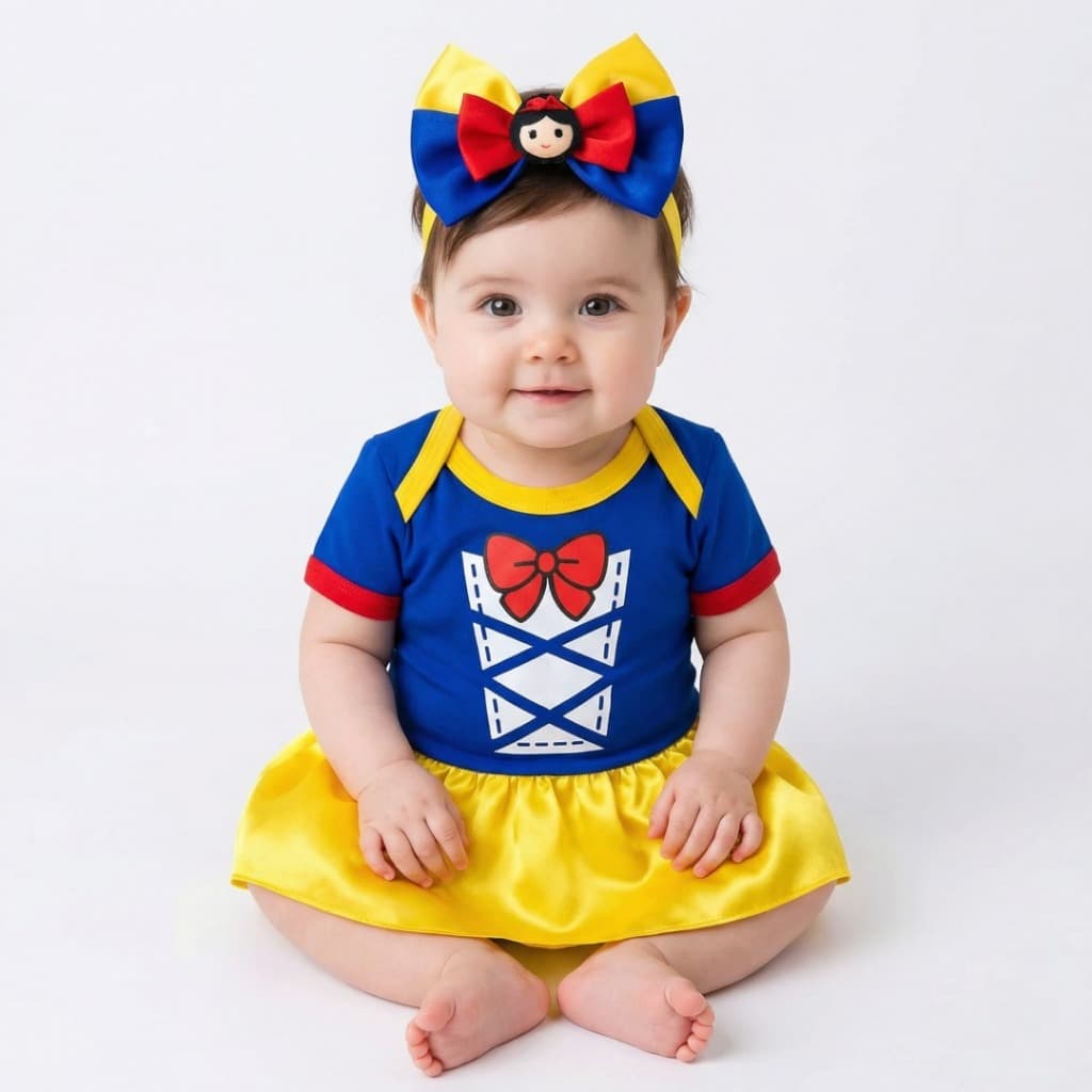 Roupa de Bebê Menina    Body Mesversario BRANCA DE NEVE Temático Barato Promoção