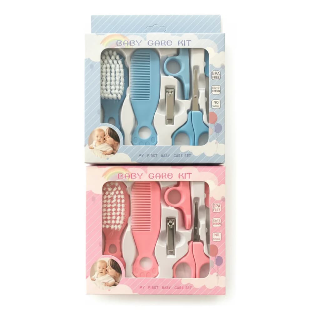 Kit Higiene Bebê Recém Nascido 6 Peças  Escova Pente Cortador Unha Azul Rosa Enxoval Maternidade