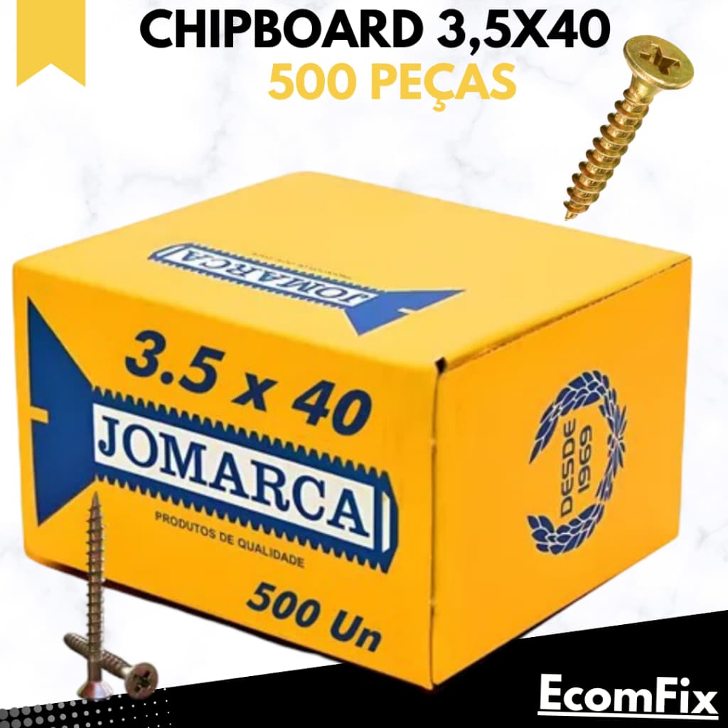 Parafuso Chipboard 3,5 X 40  Chata Phillips para Madeira - Caixa Com 500 Peças - JOMARCA