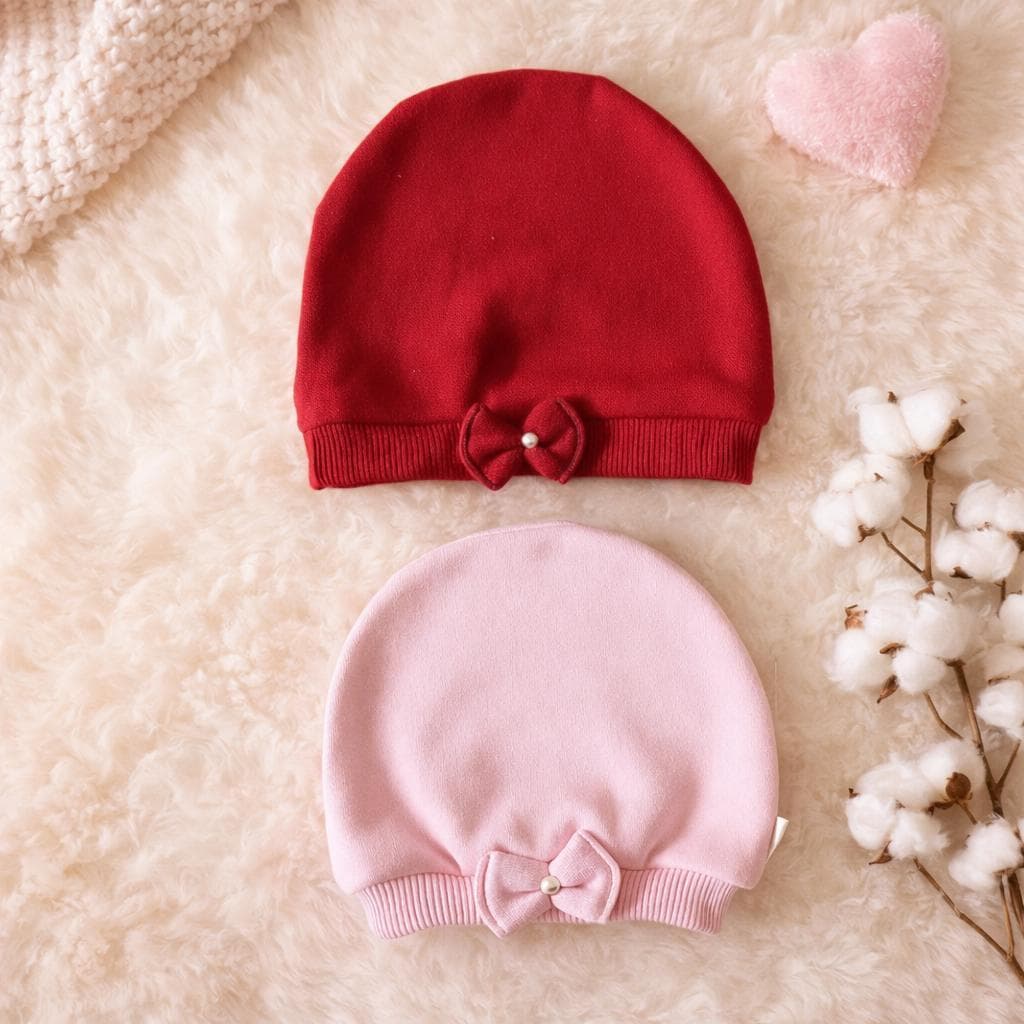 Kit 2 Toucas Bebê Menina RN Recém-Nascido Algodão Macio Enxoval Saída Maternidade Baby Gestante
