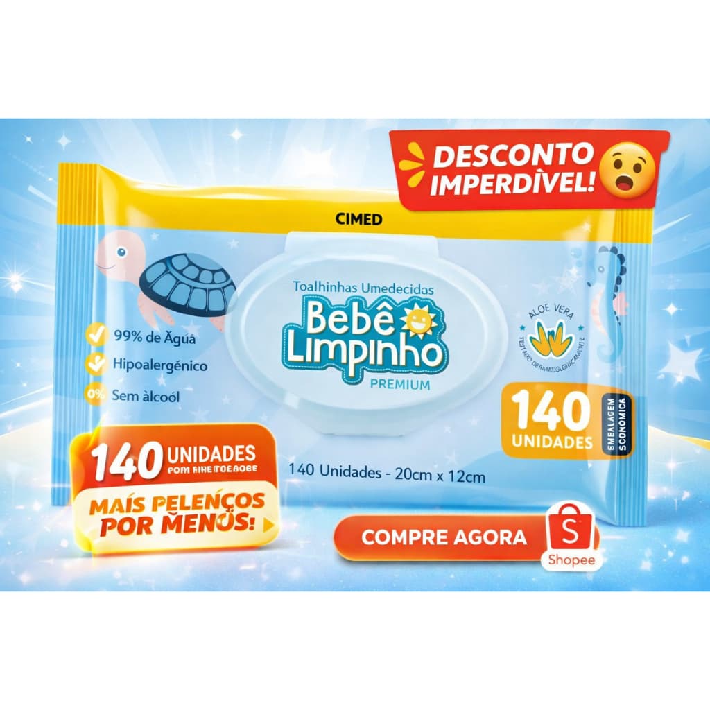 lenço umedecido bebe limpinho 140 lenços