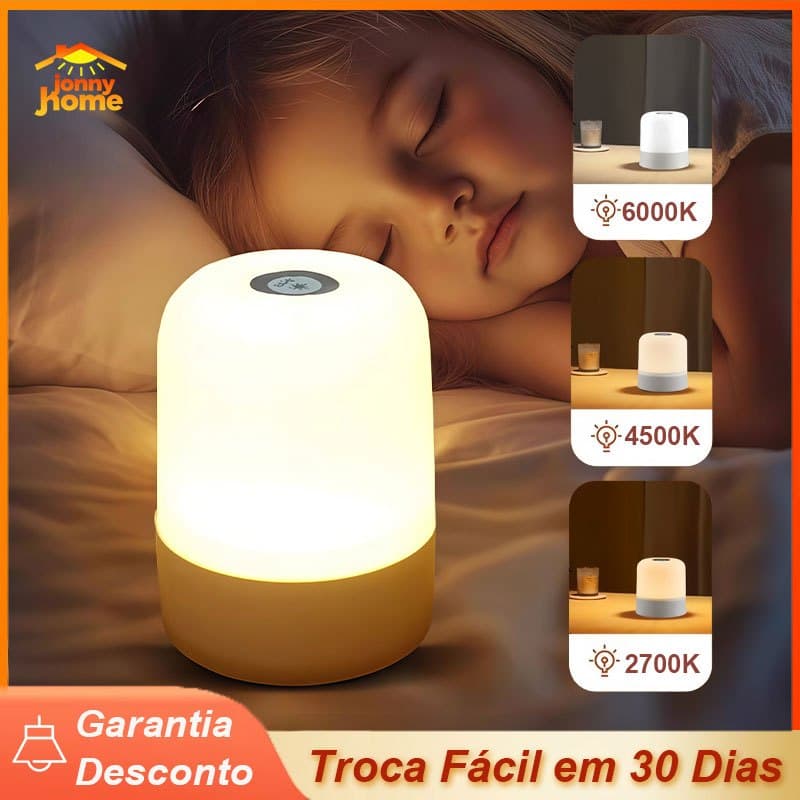 Luminária Led Recarregável De Mesa Touch 3 Cores Em 1 Luz Noturna  Lâmpada De Quarto Sala Decoração