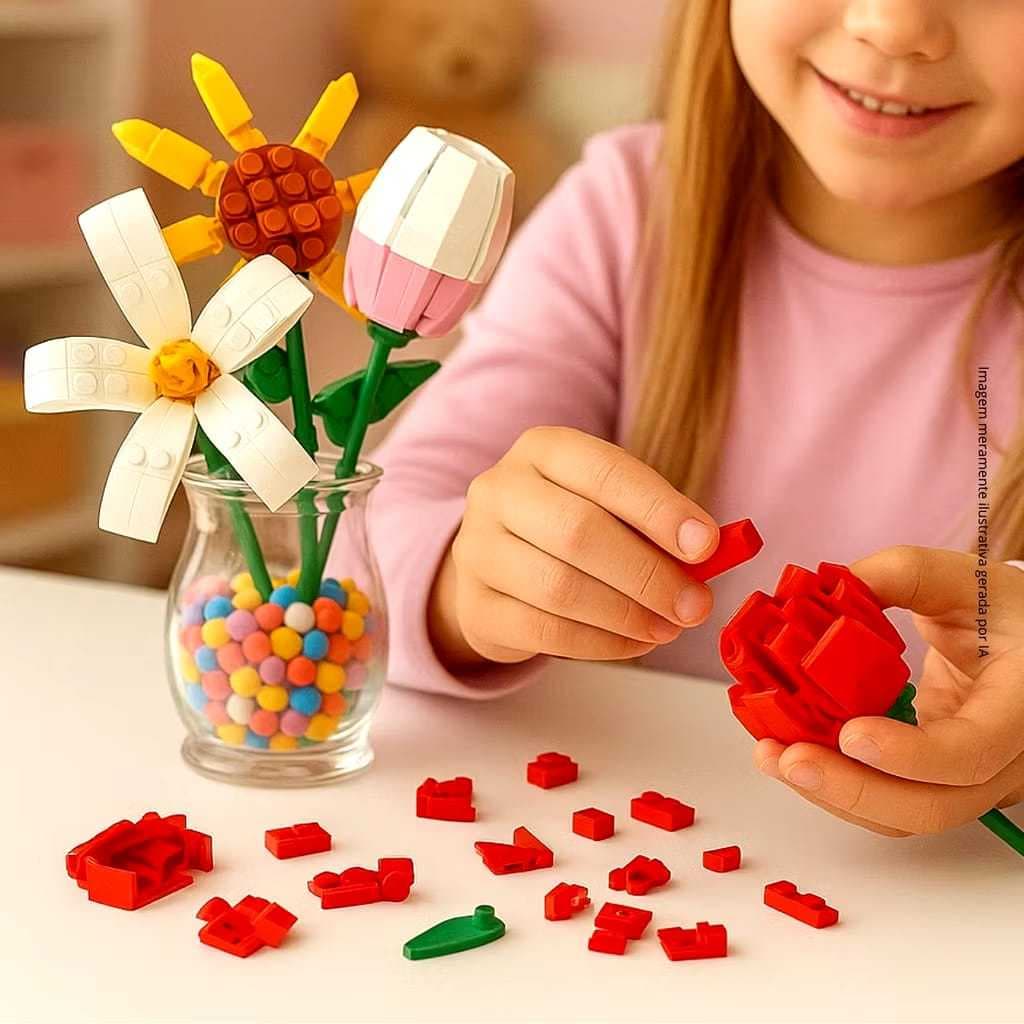 Brinquedo de montar em formato de flor - Brinquedos educativos criativos para crianças