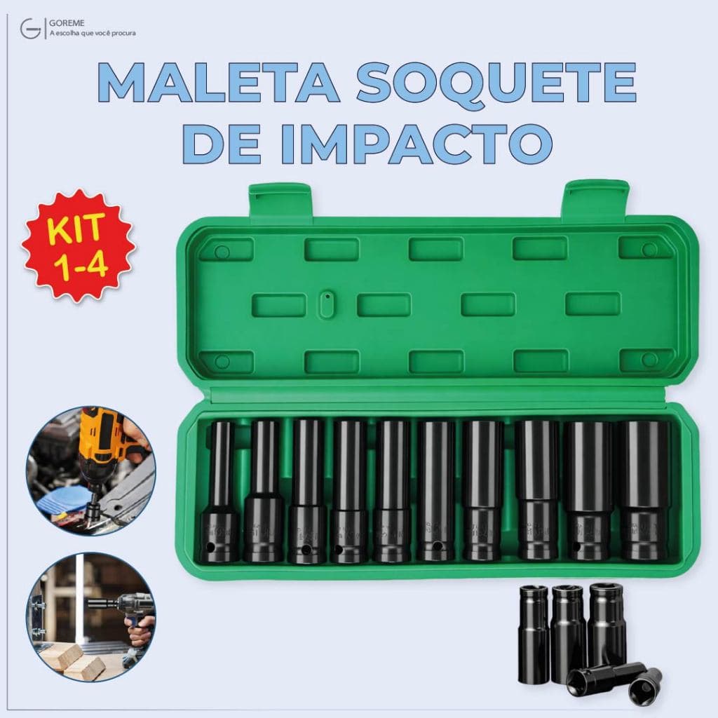 Maleta Soquete de Impacto Material de Aço Carbono Alta Qualidade Soquete Sextavado Longo