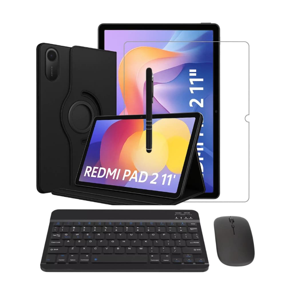 Kit Completo Capa Capinha Giratória Teclado Mouse Película Caneta Para Xiaomi Redmi Pad 2 11 Polegadas