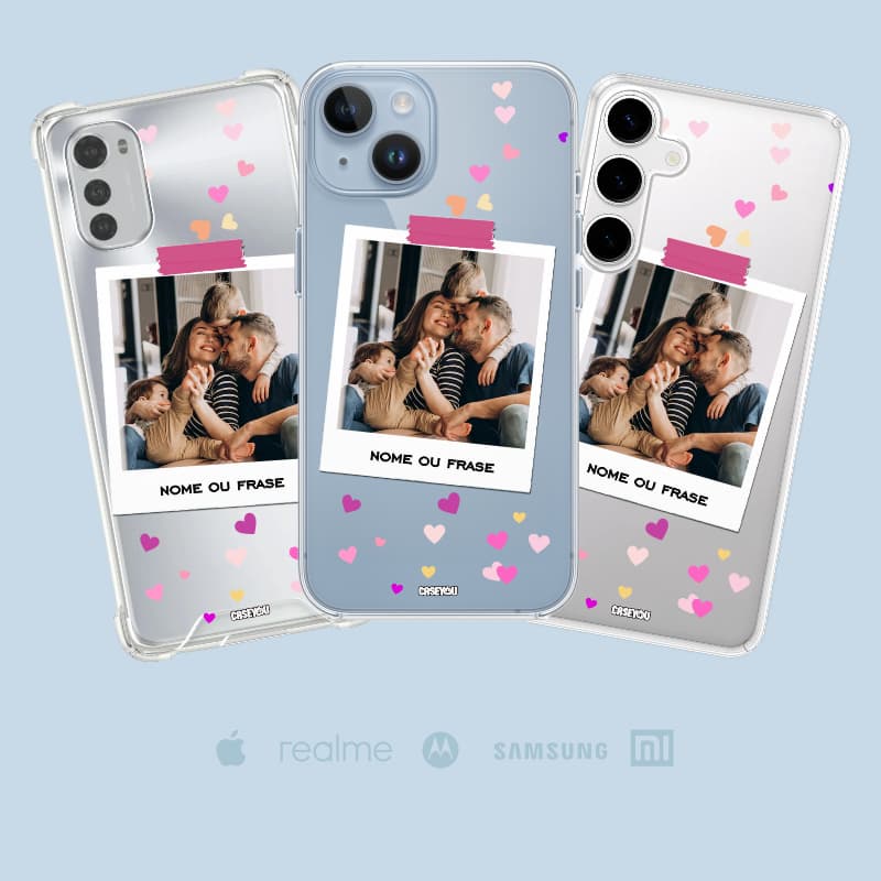 Capinha Celular Personalizada Foto Polaróide + Nome/Frase - Registre memórias
