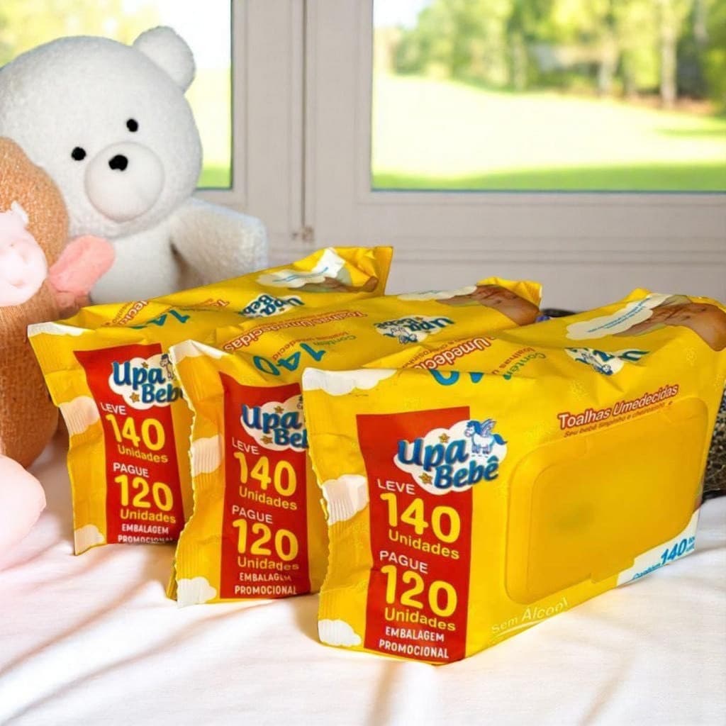 Kit De 01 Pacote Lenço Umedecido Upa Bebê Promoção Higiene Bebê com 01 de 150 Unidades Melhor Preço Sem Álcool