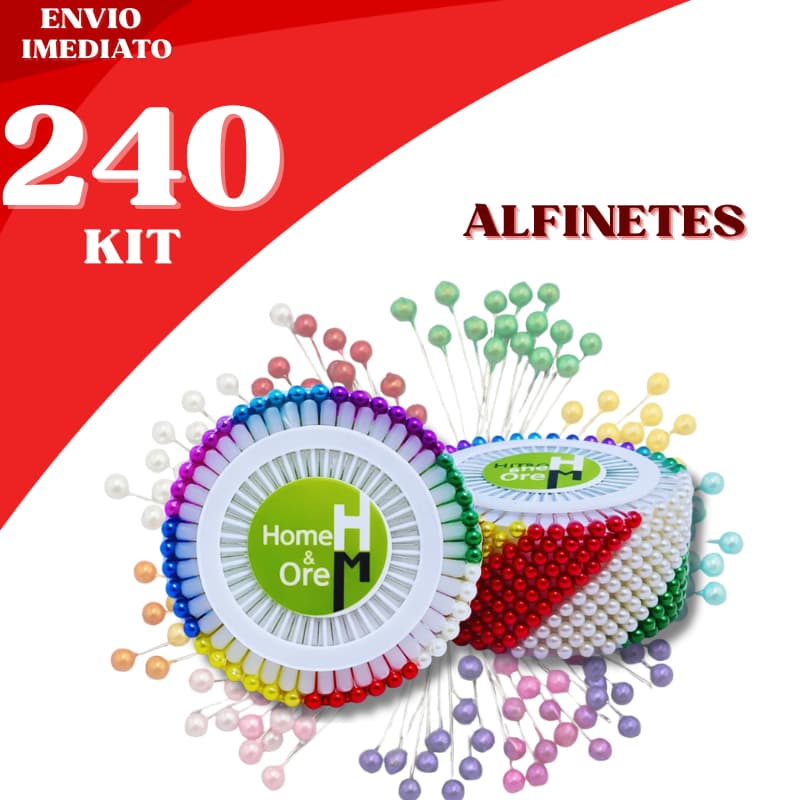Kit Alfinetes Costura Profissional Artesanato Confecção Cabeça Colorida Moda Patchwork Tecido