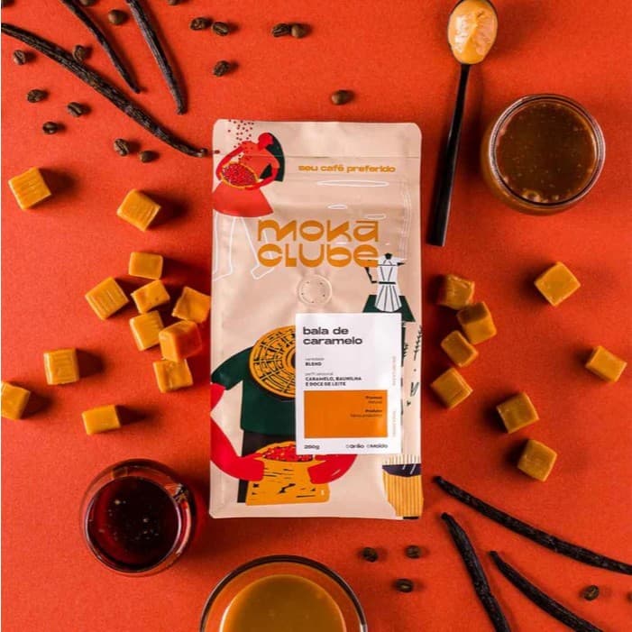 CAFÉ EM GRÃOS BALA DE CARAMELO MOKA CLUBE 250G
