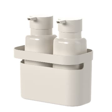Conjunto 3 Peças 2 Dispenser E Organizador Flow 500ml Lavanderia Bege