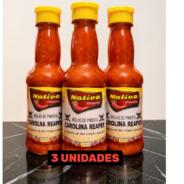 Molho de Pimenta Carolina Reaper - Kit c/3 Unid - ( Pimenta Mais Forte Do Mundo )
