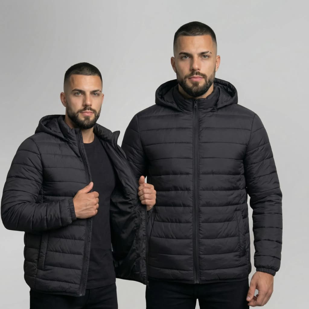 Jaqueta Puffer Bobojaco Corta Vento Nylon Frio Reforçada Capuz Removivel