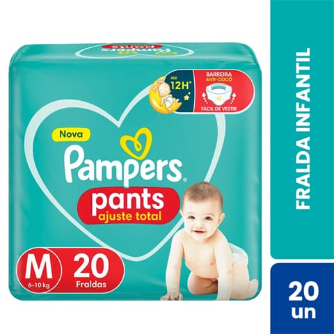 Fralda descartável M 20 Pampers Pants Ajuste total