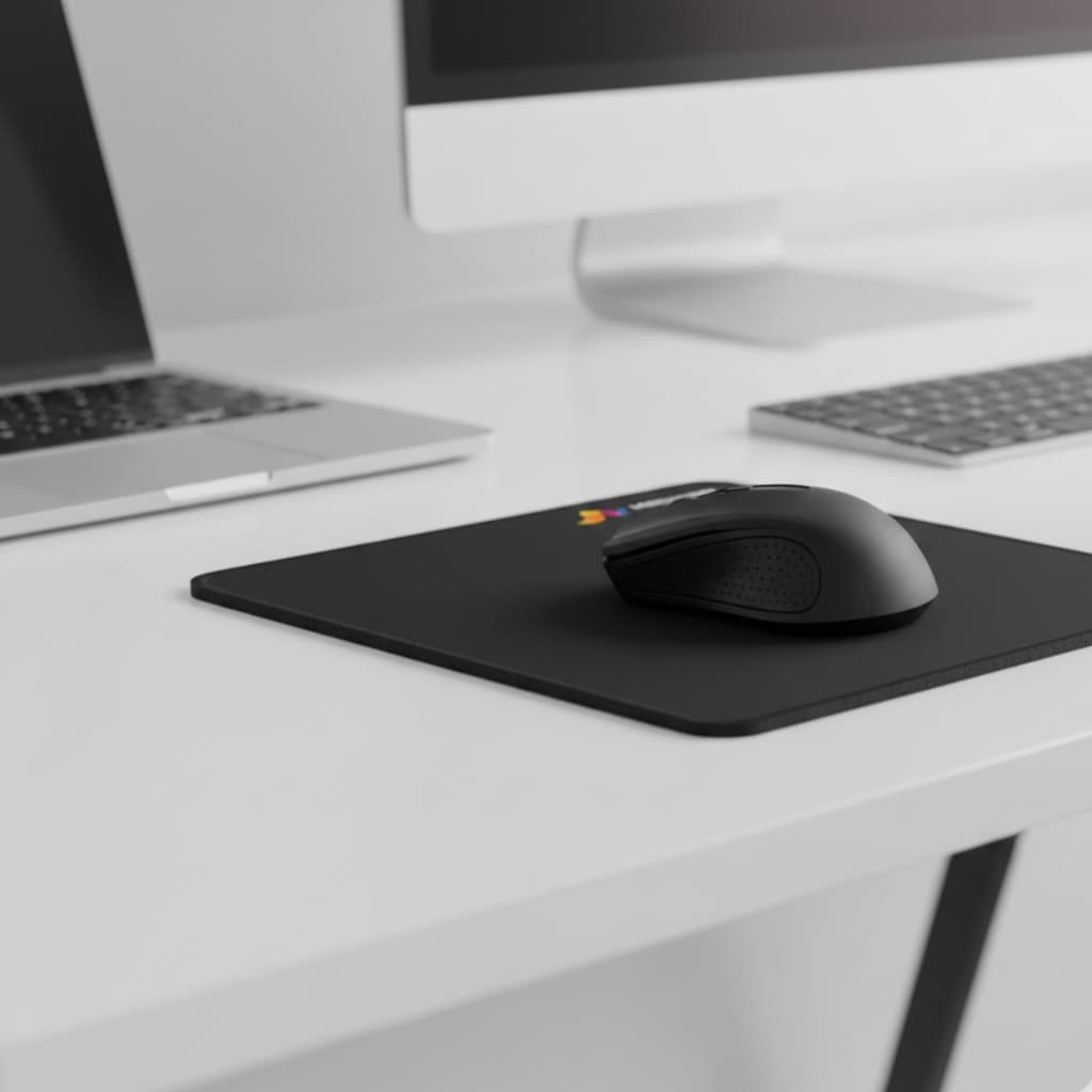Kit com MOUSE SEM FIO MAIS MOUSEPAD PRETO MOUSE WIRELLES 4 BOTÔES CONEXÃO VIA USB 10 METROS Bom