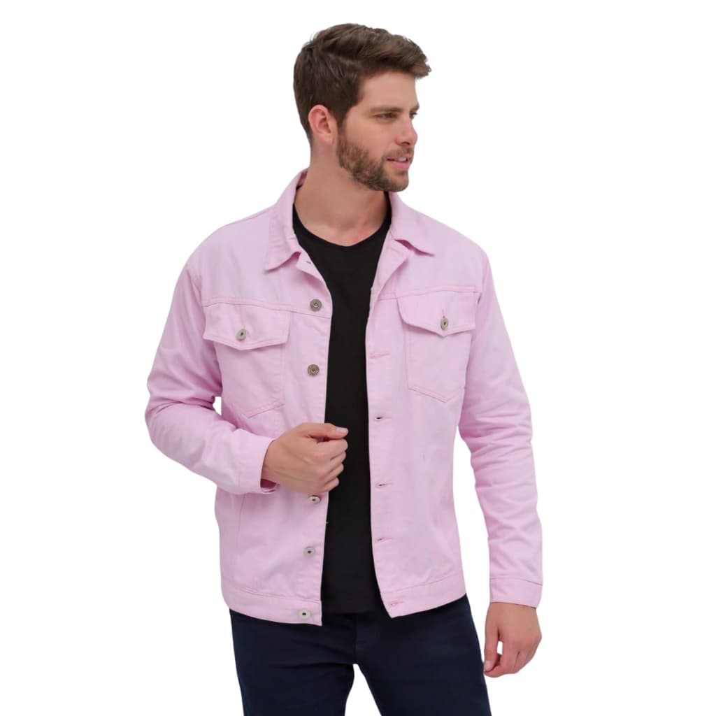 Jaqueta Masculina Sarja Jeans Rosa Slim Premium