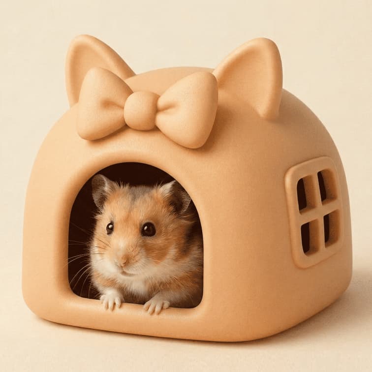 Casinha Toca Hamster Fofa Orelha de Gato - Toca Kawaii para Sírio, Anão e Topolino