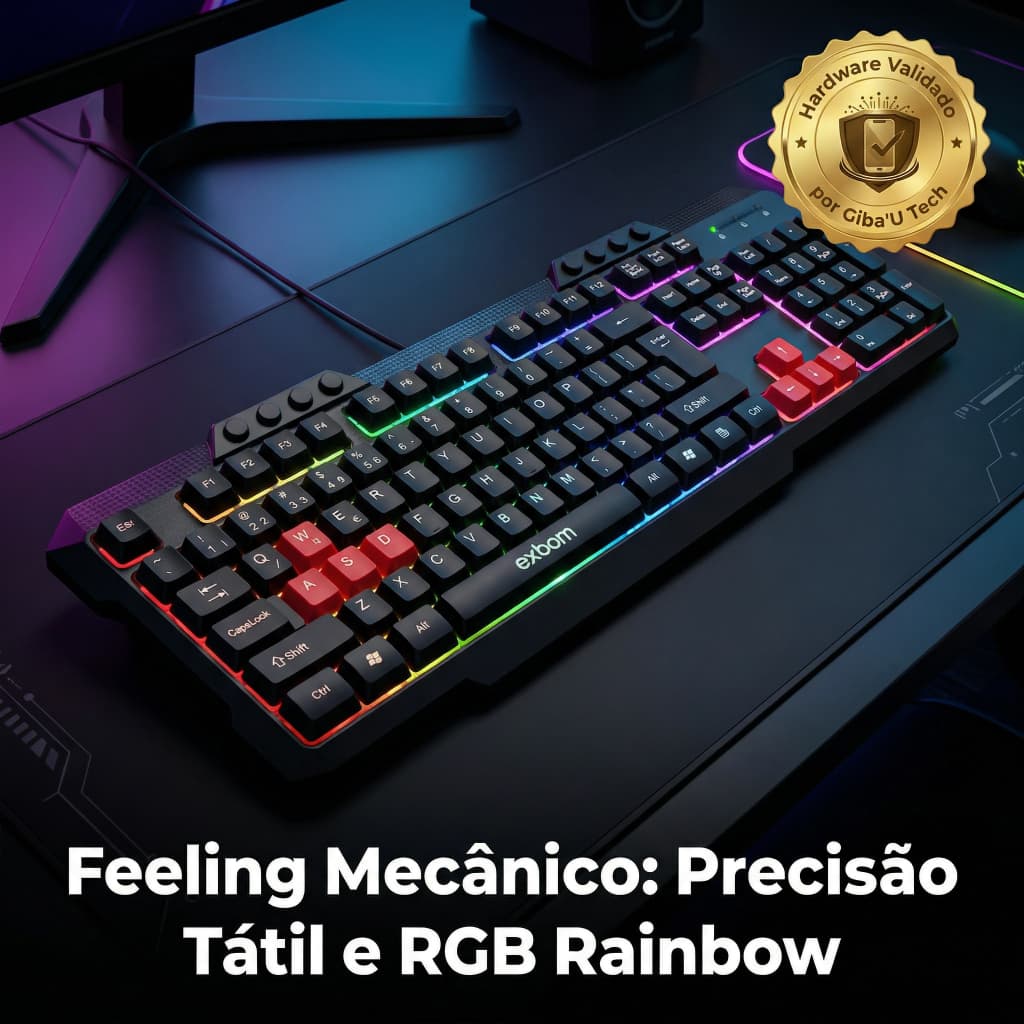 Teclado Gamer Semi Mecânico Exbom BK-144M USB ABNT2 com Ç p/ PC Computador Notebook - Giba'U Store