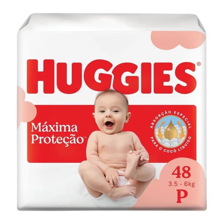 Fralda P 48 Unidades Huggies Supreme Care Máxima Proteção 3,5 a 6kg Original 👶