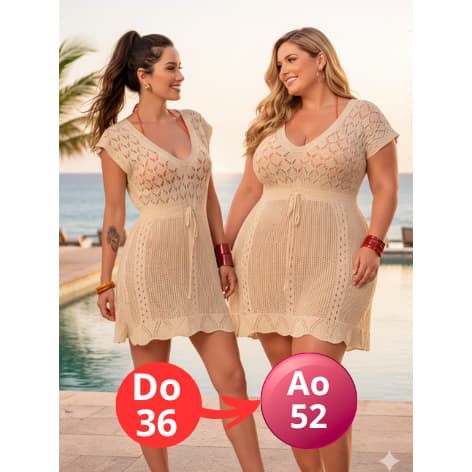 Saída de praia vestido curta crochê tricot piscina saída de banho plus size