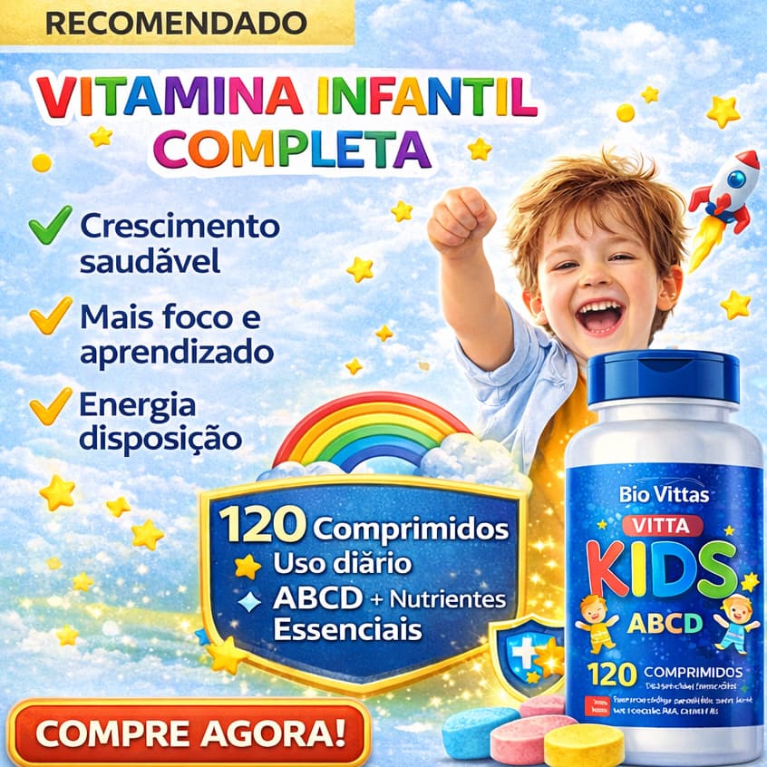 Vitamina Infantil com b12 metilcobalamina Completa Mastigável Vitta Kids Vitamina de A-Z