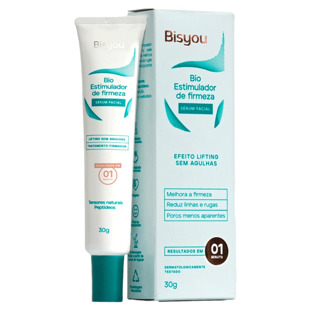 Sérum Bio Estimulador de Firmeza Bisyou - Lifting Sem Agulhas, Anti Idade, Poros, Rugas, Pele Oleosa Mista e Seca