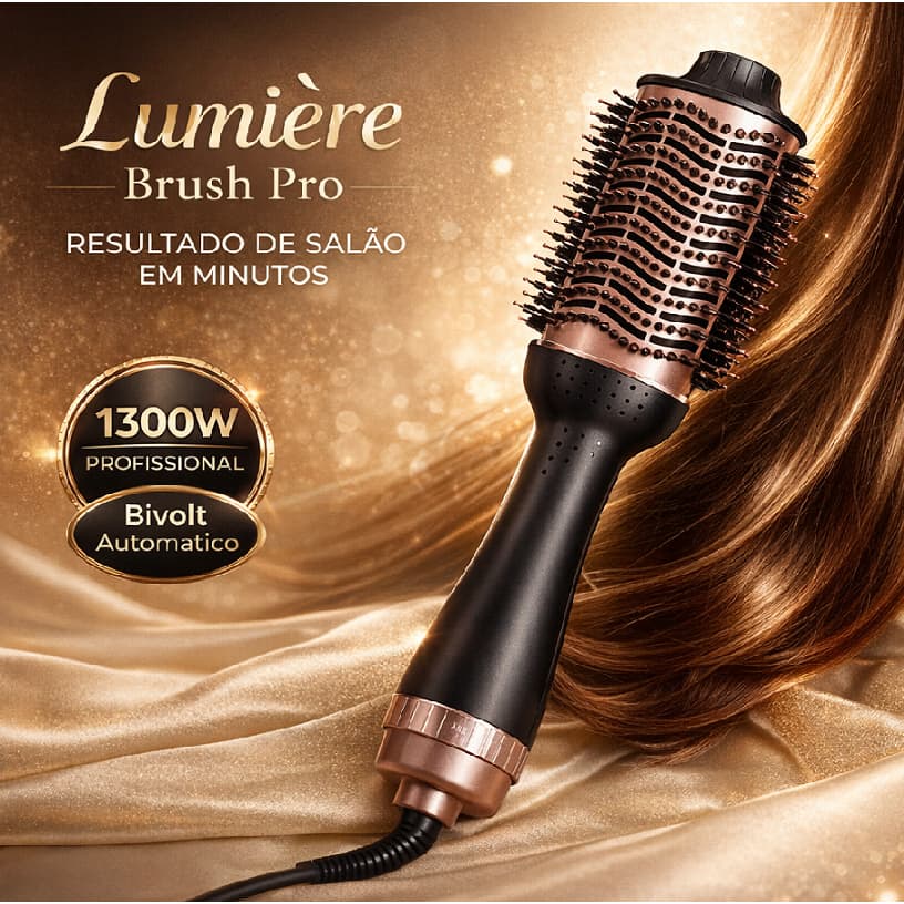 Escova Secadora Profissional 1300W Bivolt Lumière Brush Pro 2 em 1 Anti Frizz Resultado de Salão