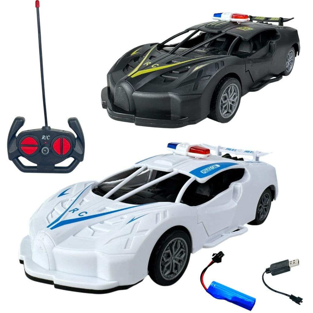 Carrinho De Polícia Controle Remoto Recarregável Completo Brinquedo Infantil Menino