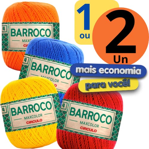 Barbante Barroco MaxColor Fio N° 4 Círculo 200 gramas para Crochê, Tricô e Amigurumi 1 2 ou 3 unidades