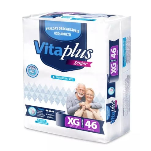 Fraldas Descartáveis Geriátrica Pacotão Vita PLUS HIPER XG 46 Unidades Pacotão