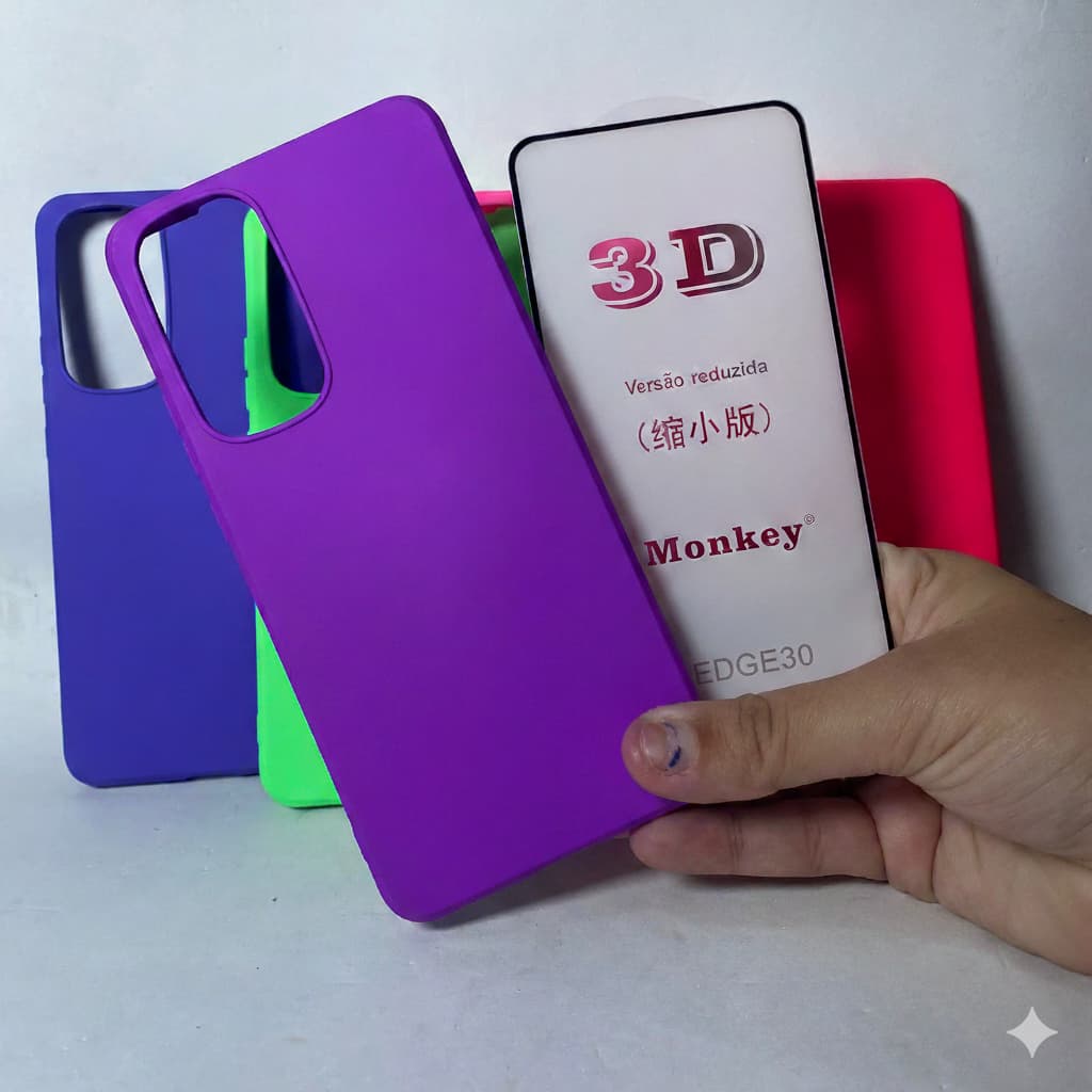 CAPA EDGE 30 + Película 3D Kit Câmera Aberta Motorola Capinha Case Protetora Celular Silicone