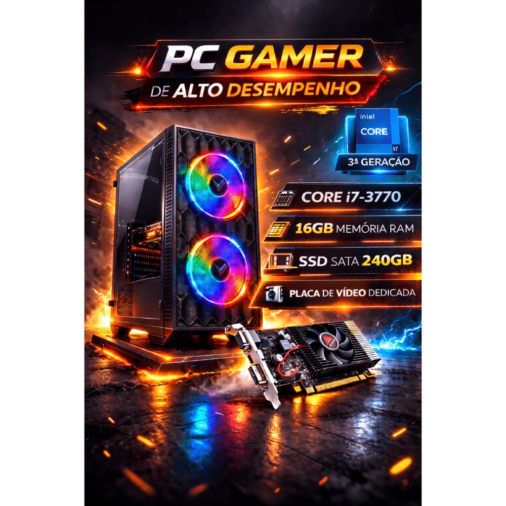 Computador Gamer Intel Core i7 - 16GB de RAM - SSD 240GB - Placa de Vídeo GT730 4GB