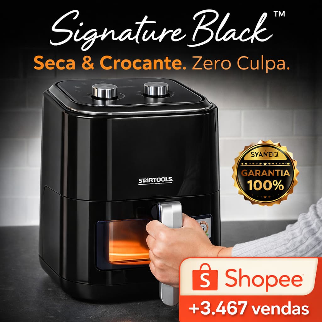 Air Fryer 5 Litros 220V Sem Óleo Preta – Signature Black™ Fritadeira Elétrica Saudável