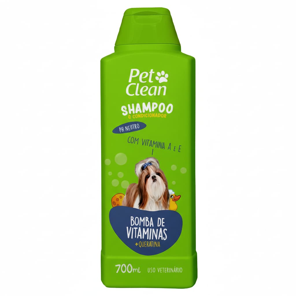 Shampoo Pet Clean Bomba de Vitaminas A e E Boost de Queratina para Cães e Gatos