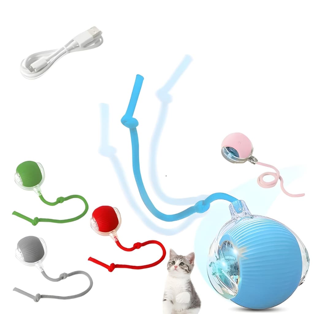 Bolinha Giratória Automática Caça Brinquedos Pet Gato Cachorro Interativa USB Reduz Ansiedade