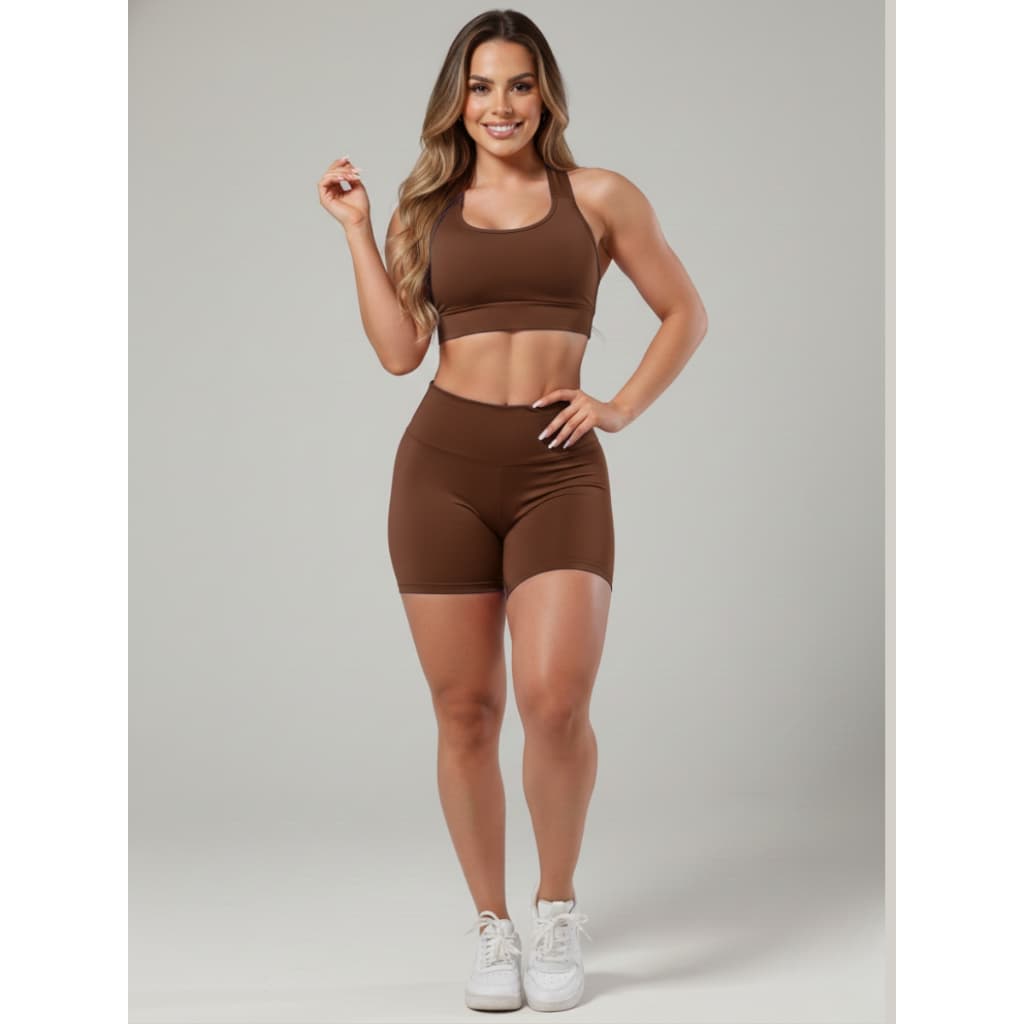 Conjunto Fitness Feminino Top + Short Roupas De Academia Ginástica Suplex A11
