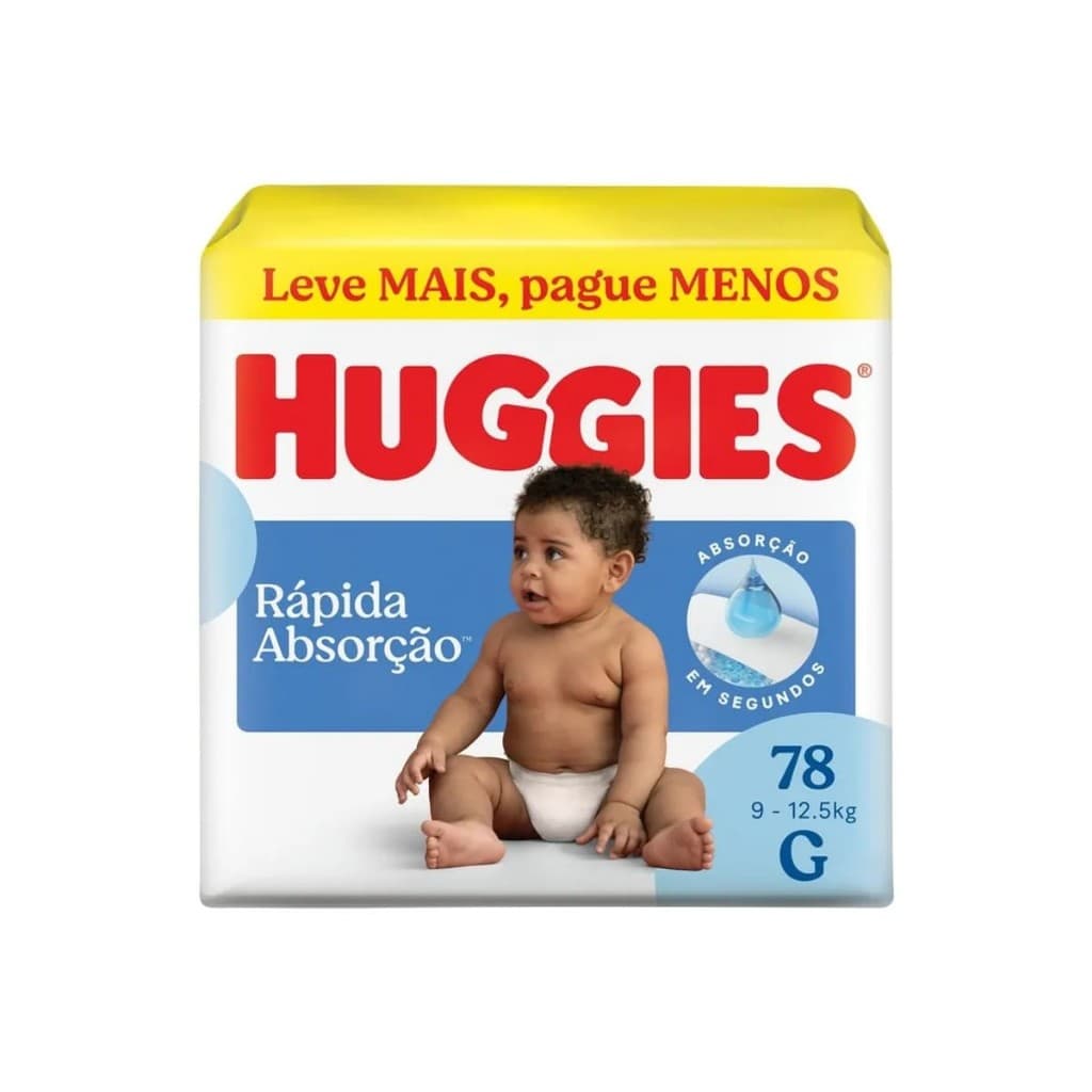 Fraldas premium macias e seguras HUGGIES XG C/66