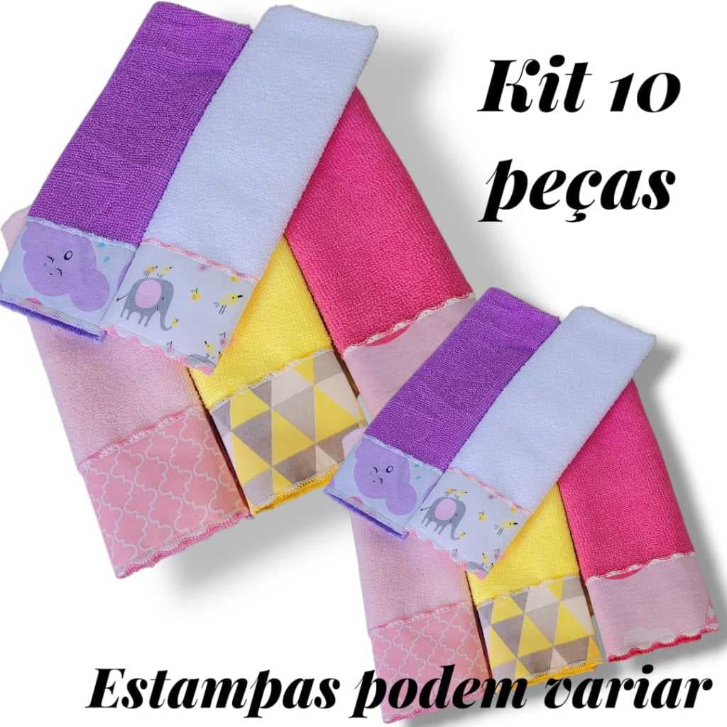 Kit Enxoval Premium Ombro ou Boca Em Algodão Misto Para o Bebê Maciez e Absorção opções em 03/05/06/10 Unidades