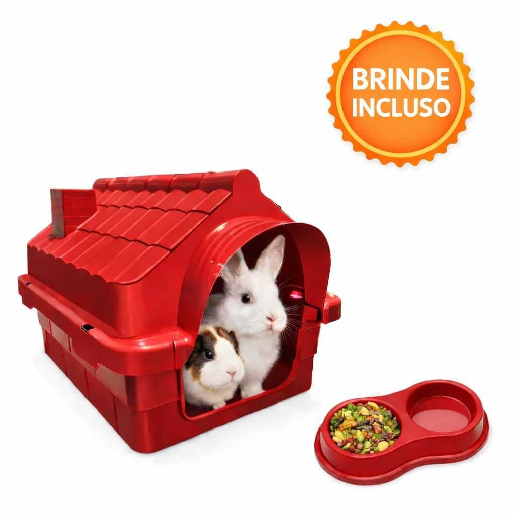CASA CASINHA PARA ROEDORES COELHOS + COMEDOURO DUPLO PROMOÇÃO ENVIO IMEDIATO