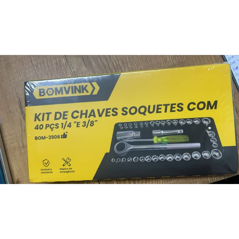 Kit Jogo De Chaves Soquete Catraca 40 Peças 1/4 E 3/8 Maleta