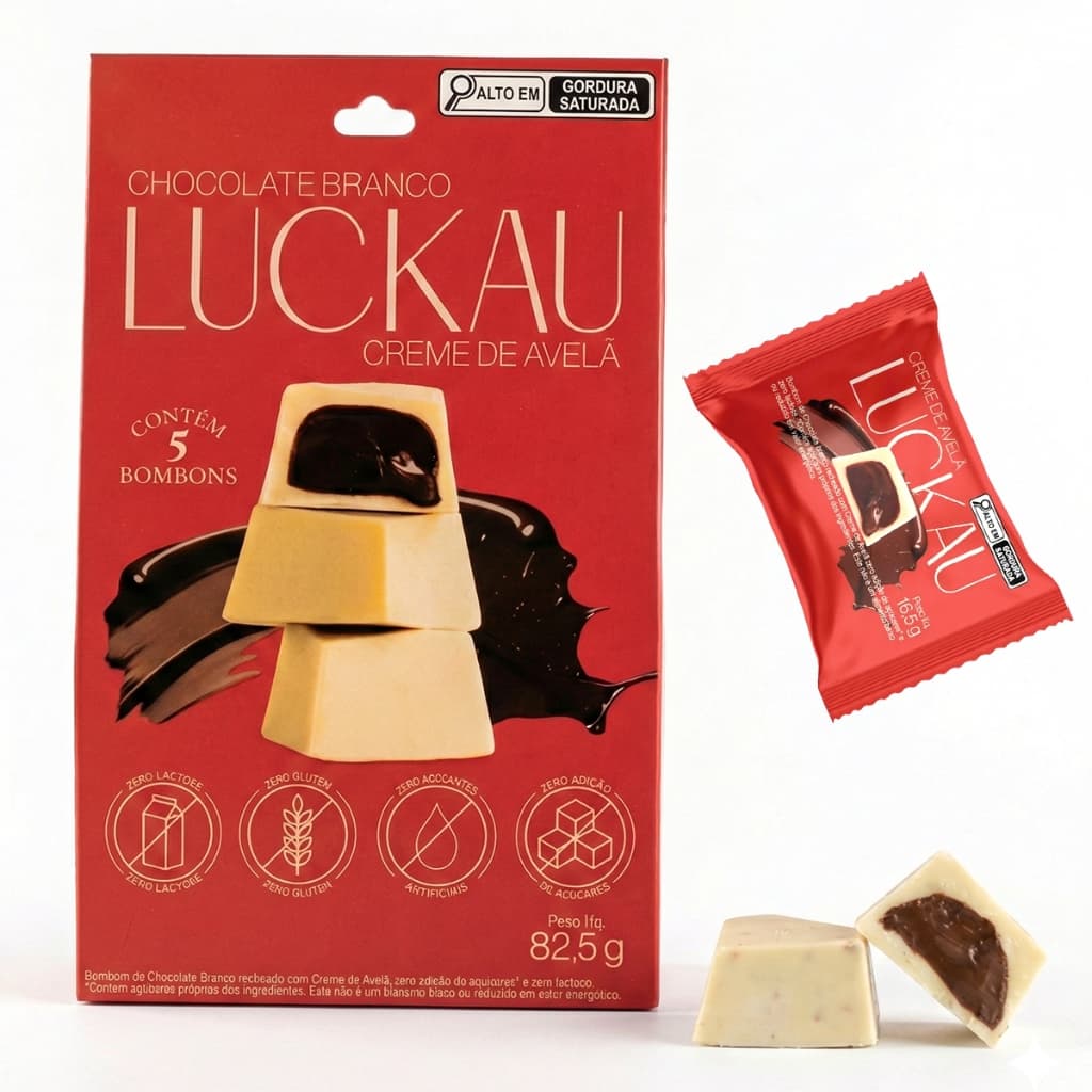Bombom De Chocolate Branco Creme De Avelã Zero Lactose E Glúten Fit Pouch De 82,5g Premium Saúdavel