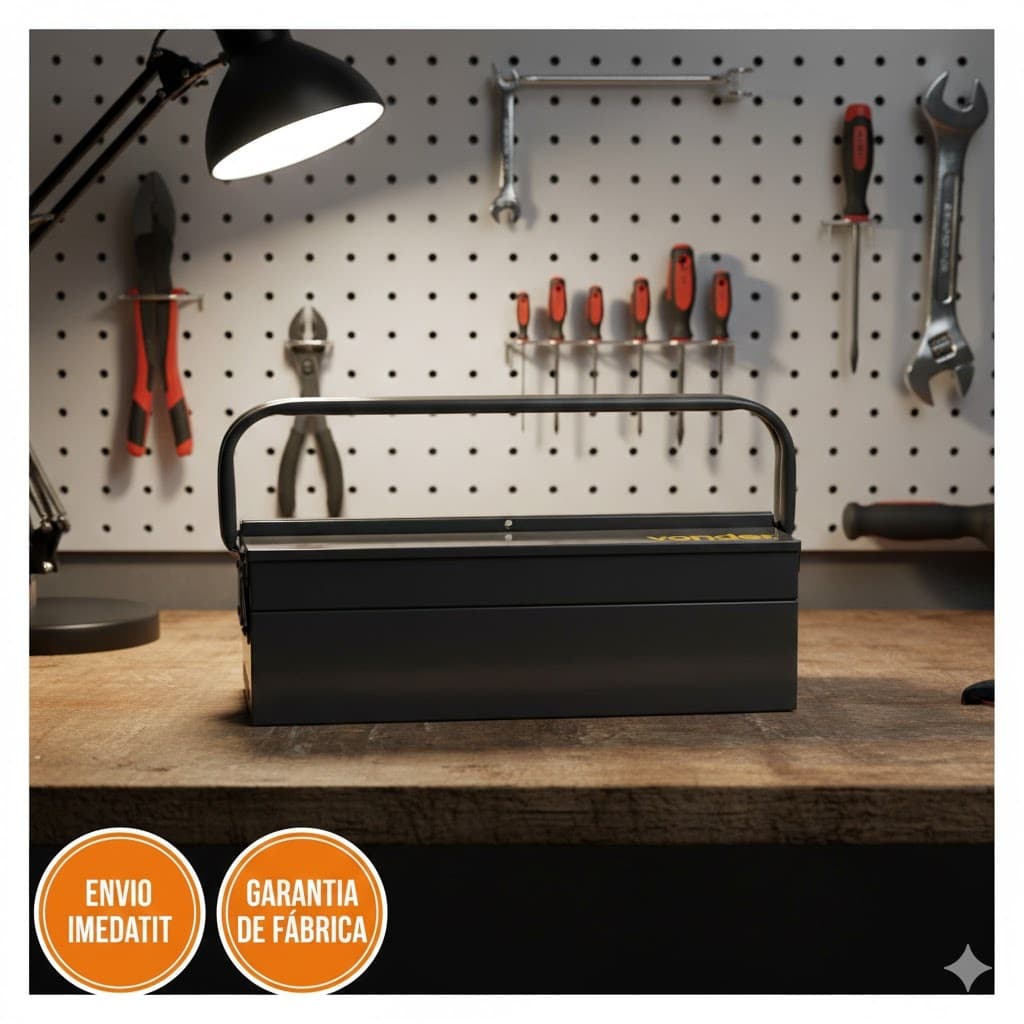 Caixa metálica sanfonada para ferramentas, com 3 gavetas, 50 cm x 19 cm x 16 cm, VONDER