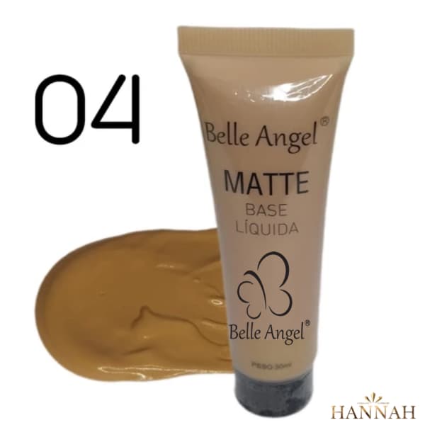 KIT COM 2 Belle Angel Base Líquida Matte Nº 04 – Make Perfeita com Efeito Profissional