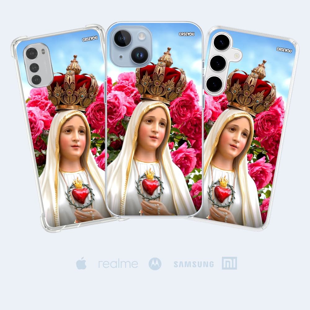 Capinha Celular Nossa Senhora de Fátima Personalizada Proteção e Fé Sempre com Você