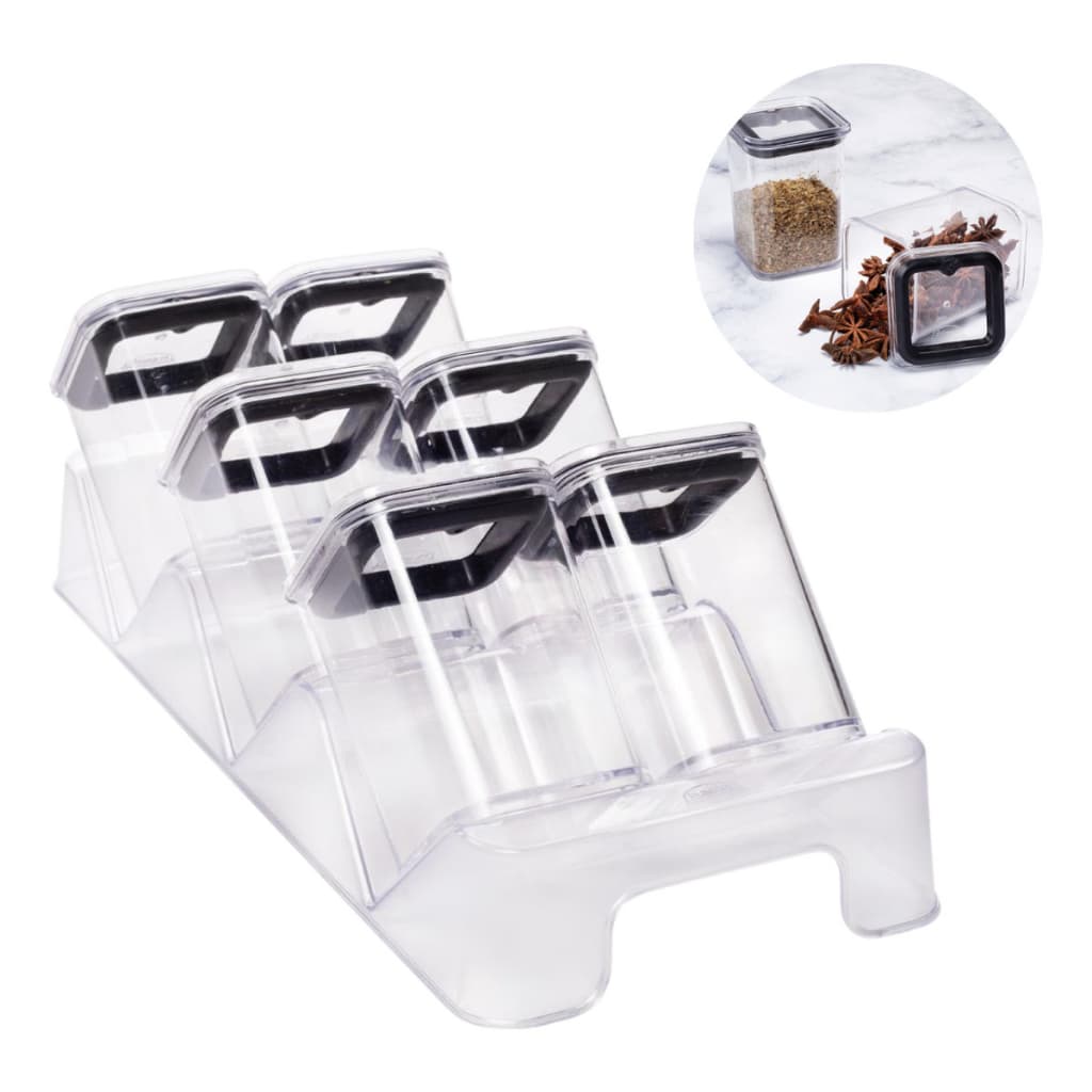 Conjunto Organizador De Temperos 7 Peças Com Suporte Para Armário E Bancada resistente premium