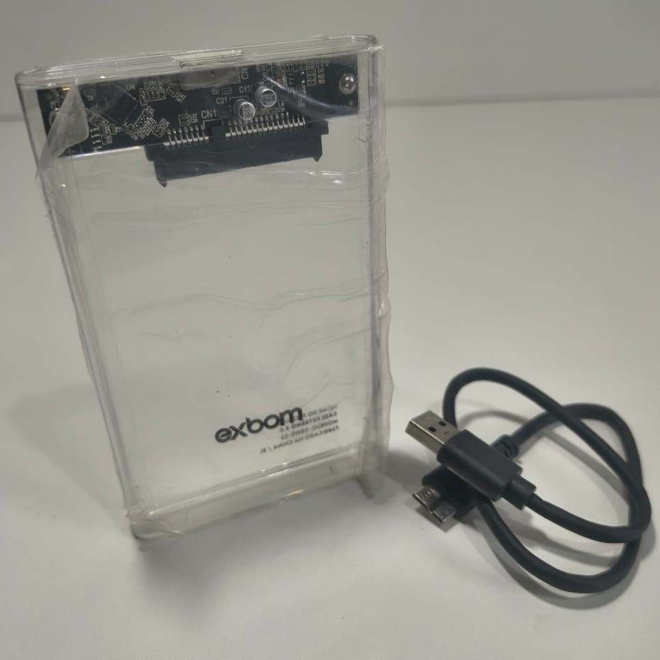 Case Gaveta Externa Hd Ssd 2.5 Sata Usb 3.0 Transparente Exbom