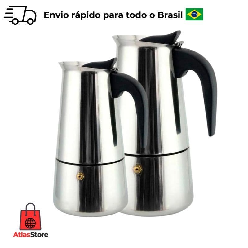Cafeteira Expresso Italiana Design Elegante Feita Aço Inox Moderno Doméstico Portátil