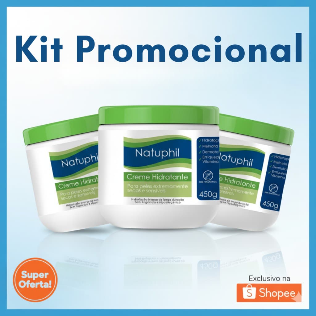 Hidratante Creme Corporal Pele Extra Seca Sensível Sem Fragrância Natuphil 450g