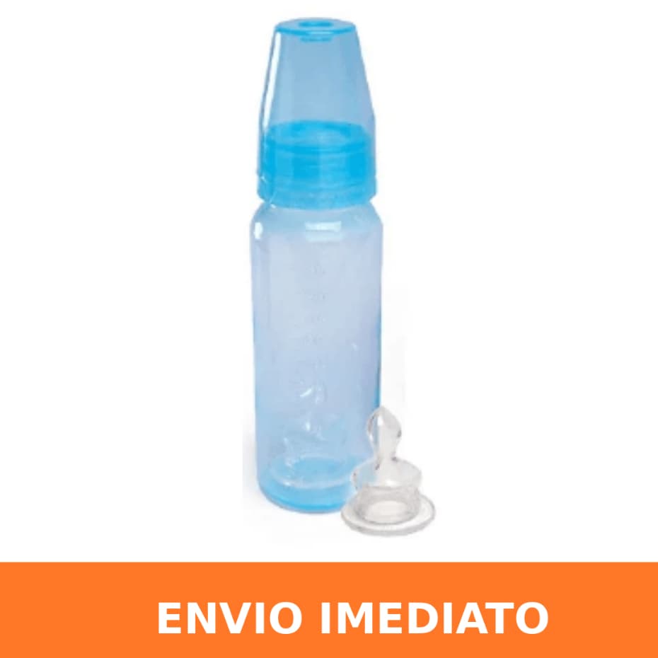 Mamadeira Cefisa 240ml Infantil Bico Silicone Redondo Antivazamento Bebê Estampa Lisa