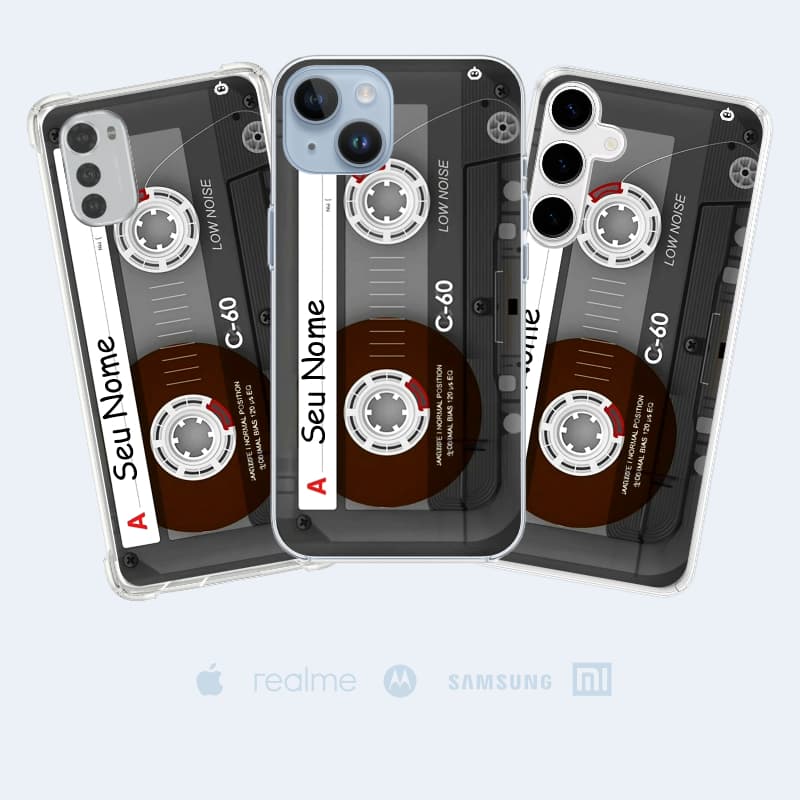 Capinha Celular Fita K7 Personalizada com seu Nome Alta Qualidade