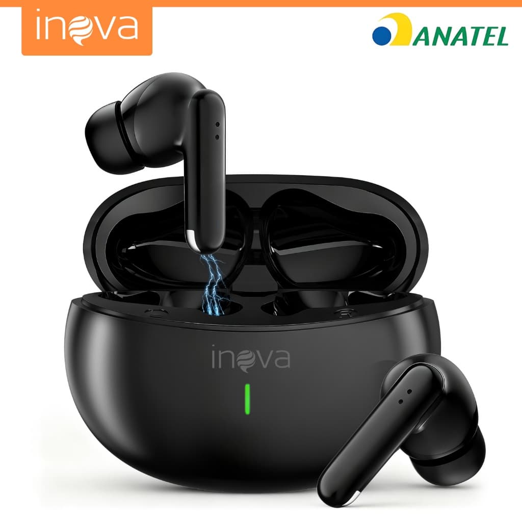 INOVA Fone de Ouvido Bluetooth 5.3 com Cancelamento de Ruído e 50h de Bateria